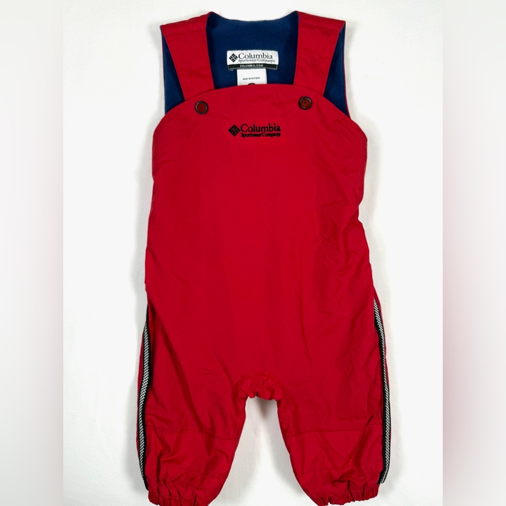COLUMBIA Infant Snow Bib 6 Months Red Fleece‎ Lined Winter Outdoor Cold Weather